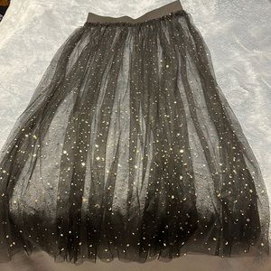 Black and gold moon and stars mesh skirt
